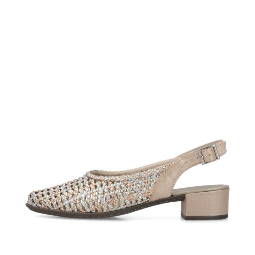 RIEKER kis sarkas perforált arany-ezüst kényelmi sling 