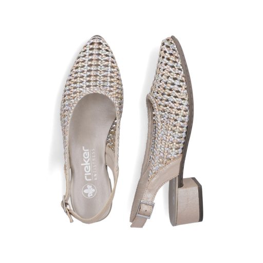 RIEKER kis sarkas perforált arany-ezüst kényelmi sling 