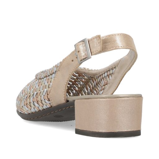 RIEKER kis sarkas perforált arany-ezüst kényelmi sling 