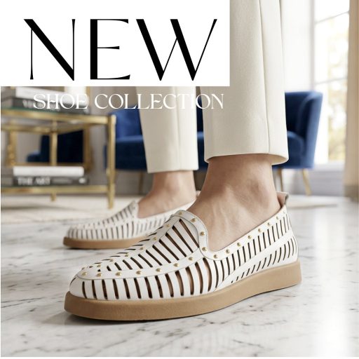 VIA ROMA enyhén vastag talpú perforált fehér slip-on