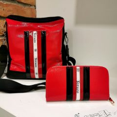 TERAZO pénztárca piros-fekete lakk
