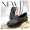 RIEKER emelt talpú strasszköves fekete slip-on