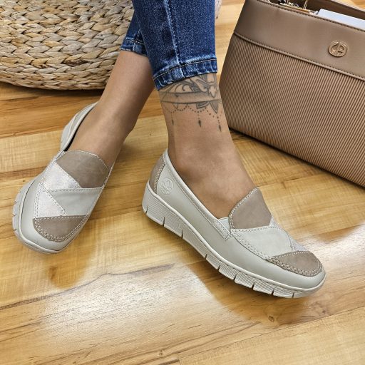 RIEKER emelt talpú bézs slip-on