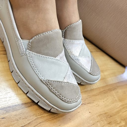 RIEKER emelt talpú bézs slip-on