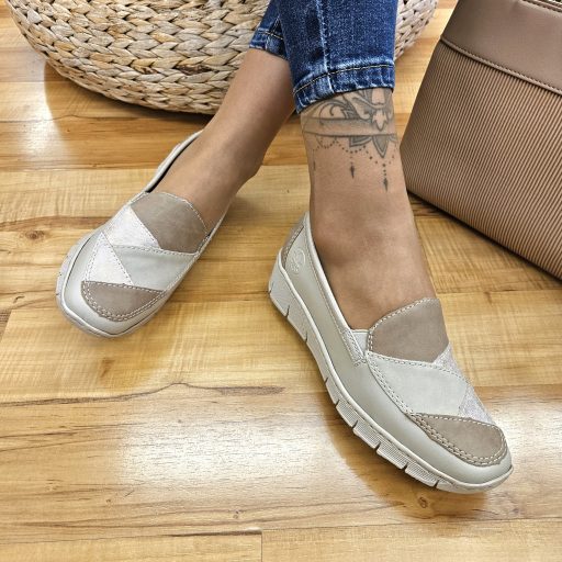 RIEKER emelt talpú bézs slip-on