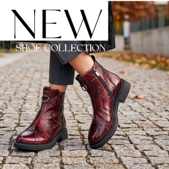 TUTTO BENE SCARPE magasfényű extra bordó bokacsizma 