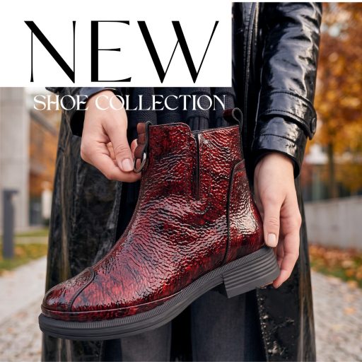 TUTTO BENE SCARPE magasfényű extra bordó bokacsizma 