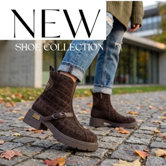   TUTTO BENE SCARPE  vastag talpú croco mintás mocca velúrbőr bokacsizma 