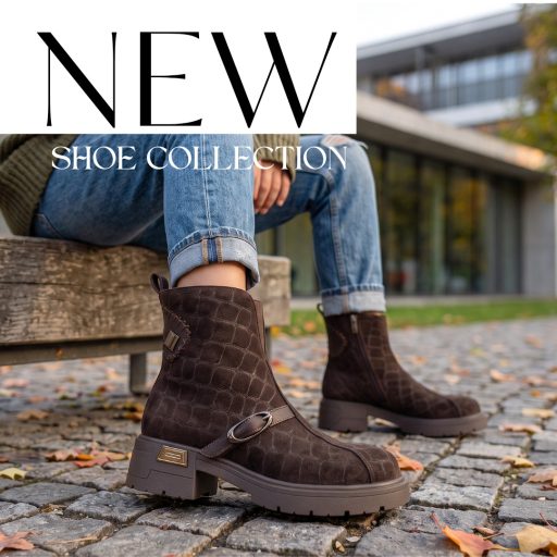 TUTTO BENE SCARPE  vastag talpú croco mintás mocca velúrbőr bokacsizma 