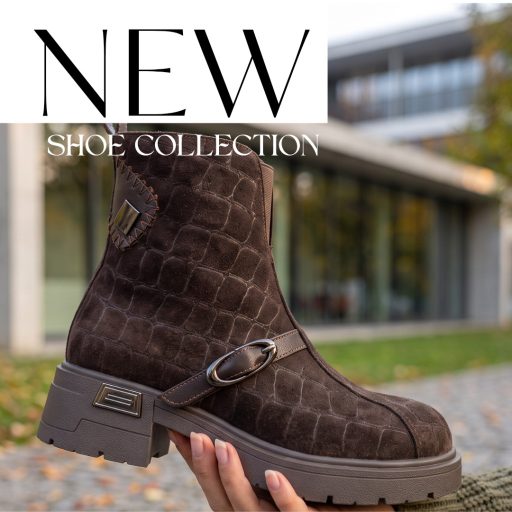 TUTTO BENE SCARPE  vastag talpú croco mintás mocca velúrbőr bokacsizma 