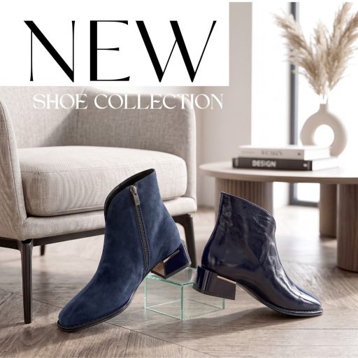 TUTTO BENE SCARPE luxury lakk-velúr bőr bokacsizma design sarokkal – sötétkék