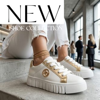 WEI platform talpas arany díszes fehér sneaker 