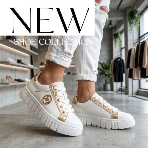 WEI platform talpas arany díszes fehér sneaker 