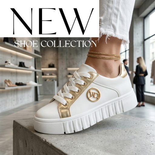 WEI platform talpas arany díszes fehér sneaker 