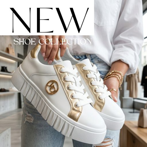 WEI platform talpas arany díszes fehér sneaker 