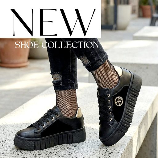 WEI platform talpas fekete arany díszes sneaker 