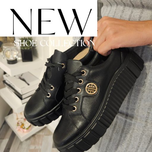 WEI emelt platform talpas fekete sneaker 