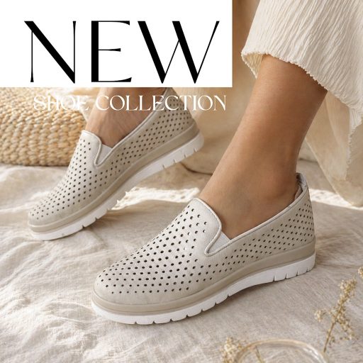 WEI enyhén emelt talpú pille könnyű lyukacsos bézs slip-on