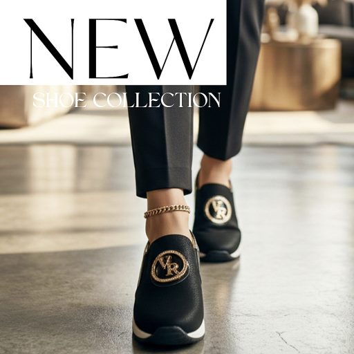 VIA ROMA enyhén emelt talpú arany díszes fekete slip-on