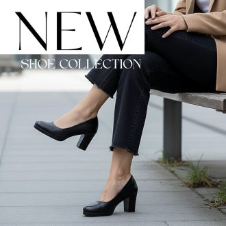 JANA vastag sarkú fekete pumps