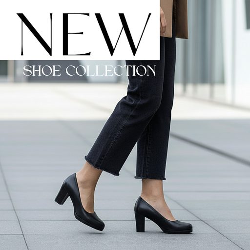 JANA vastag sarkú fekete pumps