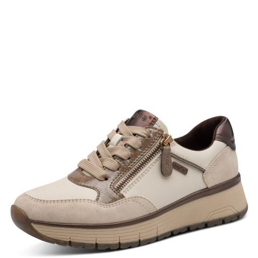 JANA SOFTLINE TEX emelt talpú bézs-barna sneaker