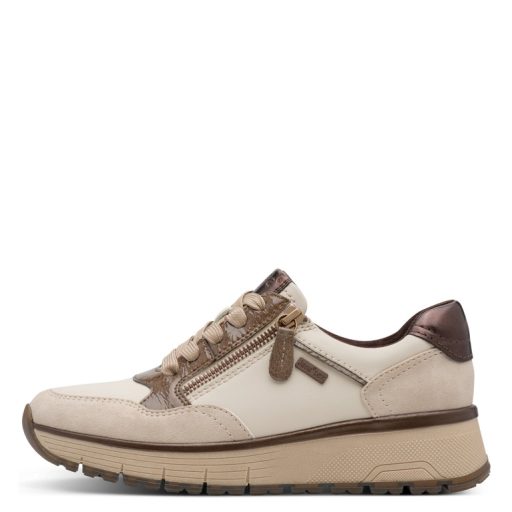 JANA SOFTLINE TEX emelt talpú bézs-barna sneaker