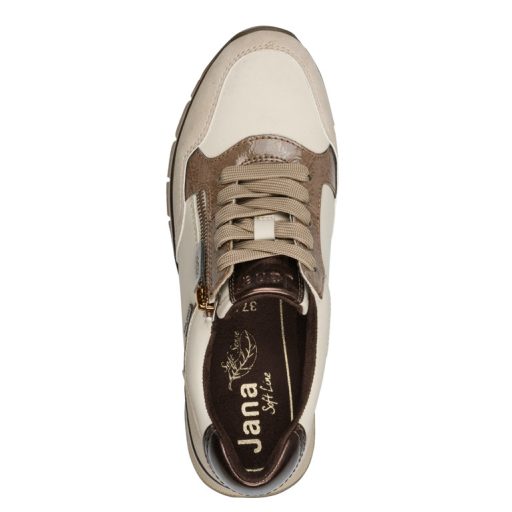 JANA SOFTLINE TEX emelt talpú bézs-barna sneaker