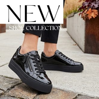   JANA SOFTLINE vastag platform talpas magasfényű fekete sneaker 