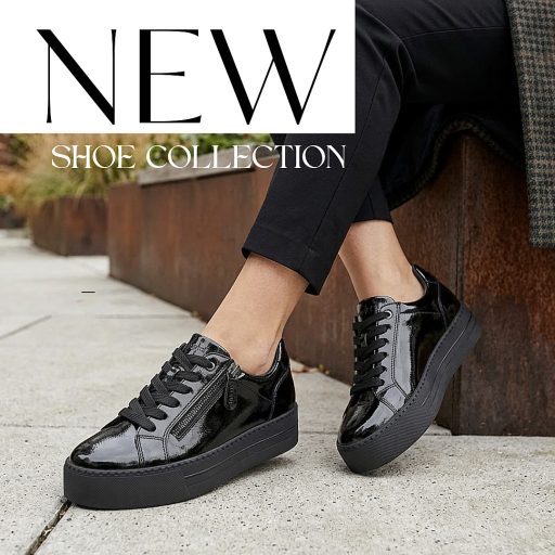 JANA SOFTLINE vastag platform talpas magasfényű fekete sneaker 
