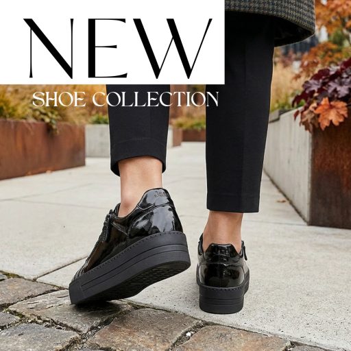 JANA SOFTLINE vastag platform talpas magasfényű fekete sneaker 