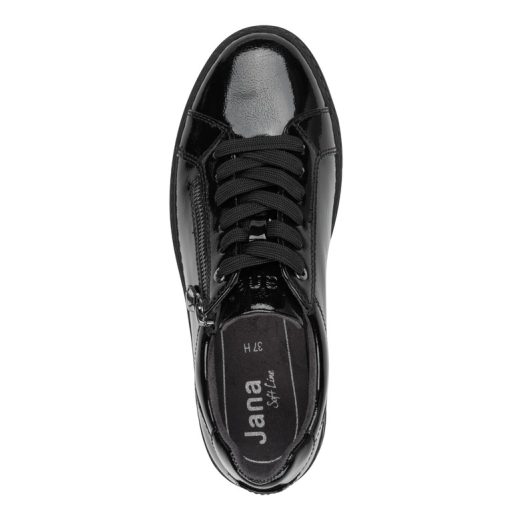 JANA SOFTLINE vastag platform talpas magasfényű fekete sneaker 