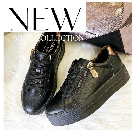 JANA platform talpas fekete-bronz sneaker 