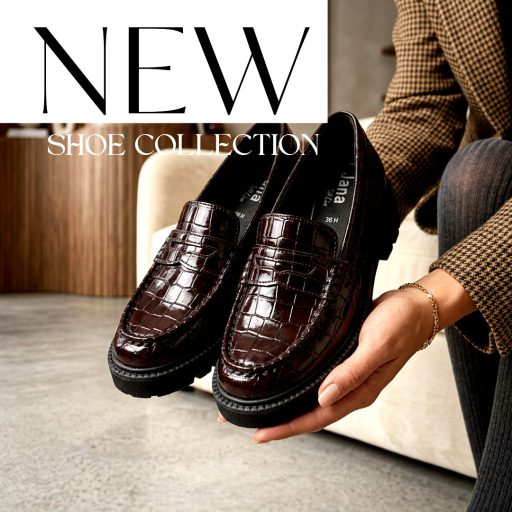 JANA SOFTLINE magasfényű croco mintás mélybordó loafer 