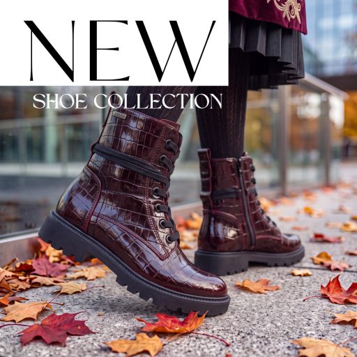 JANA SOFTLINE croco mintás trendi magasfényű burgundi bakancs 