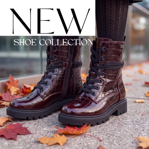 JANA SOFTLINE croco mintás trendi magasfényű burgundi bakancs 