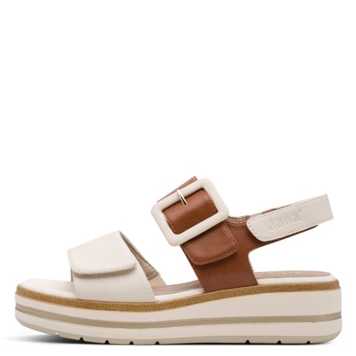 JANA SOFTLINE platform talpas bézs-cognac tépőzáras szandál