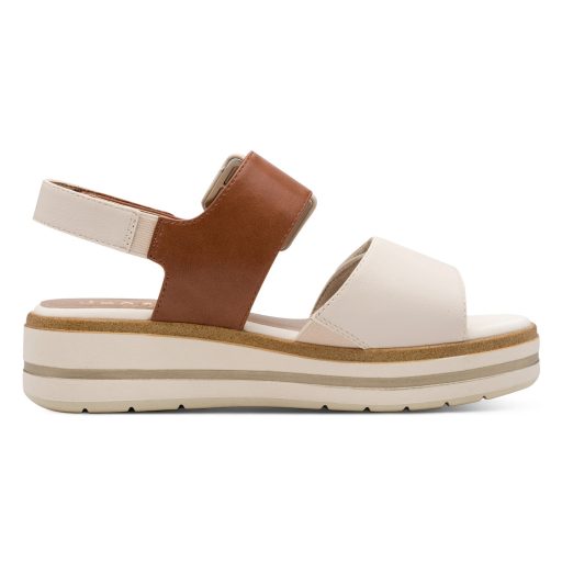 JANA SOFTLINE platform talpas bézs-cognac tépőzáras szandál