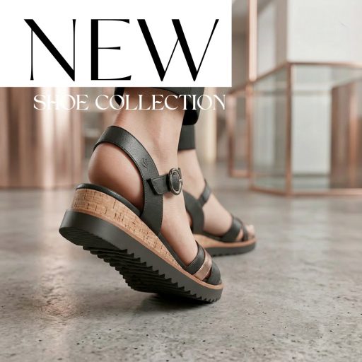 JANA SOFTLINE emelt talpú fekete kényelmi szandál