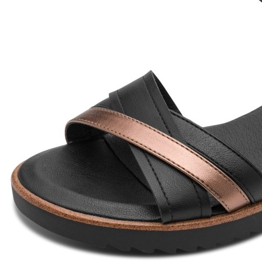 JANA SOFTLINE emelt talpú fekete kényelmi szandál