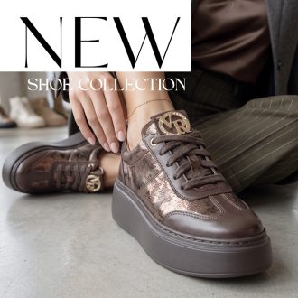   VIA ROMA vastag platform talpas bronz betétes mocca sneaker 