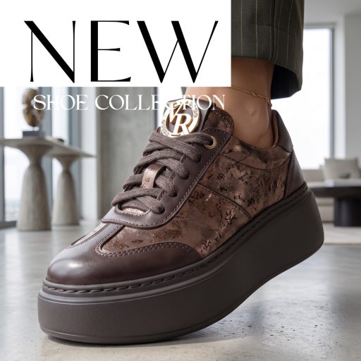 VIA ROMA vastag platform talpas bronz betétes mocca sneaker 