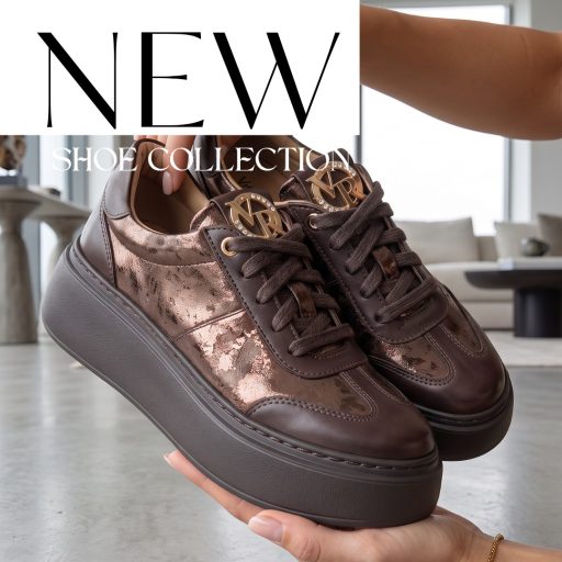 VIA ROMA vastag platform talpas bronz betétes mocca sneaker 