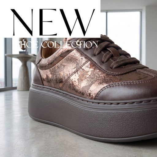 VIA ROMA vastag platform talpas bronz betétes mocca sneaker 