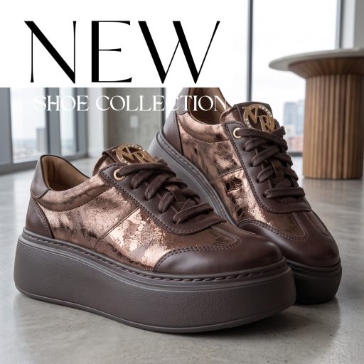 VIA ROMA vastag platform talpas bronz betétes mocca sneaker 