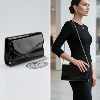 Alkalmi táska magasfényű fekete 