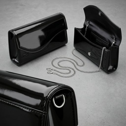 Alkalmi táska magasfényű fekete 