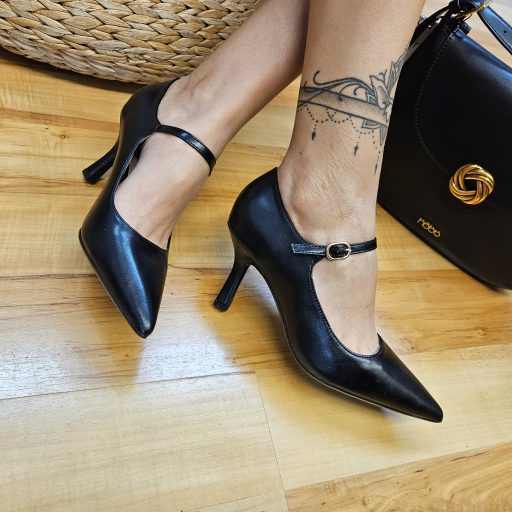 FRANCESCO MILANO PREMIUM meseszép pántos fekete pumps