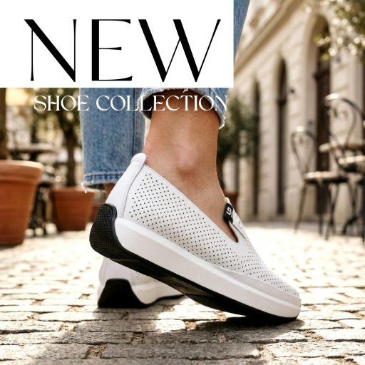 Bos enyhén emelt talpú lyukacsos fehér bőr slip-on 