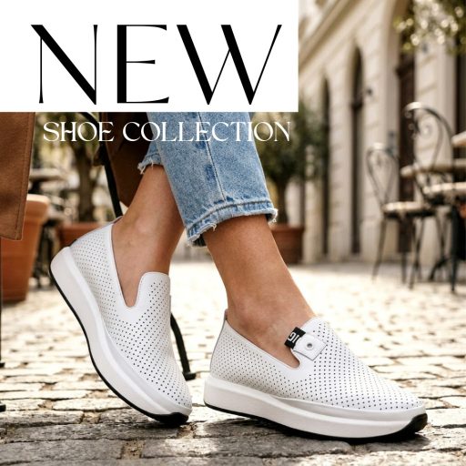 Bos enyhén emelt talpú lyukacsos fehér bőr slip-on 